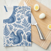 Linge De Cuisine Monogramme Blue Chinoiserie Squirrel Woodland (Quart Plié)
