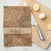 Linge De Cuisine Monogramme Boho foncé rouille Mandalas (Quart Plié)