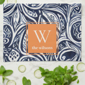 Linge De Cuisine Monogramme botanique Abstrait de rouille de la mar (Plié)