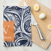 Linge De Cuisine Monogramme botanique Abstrait de rouille de la mar (Quart Plié)