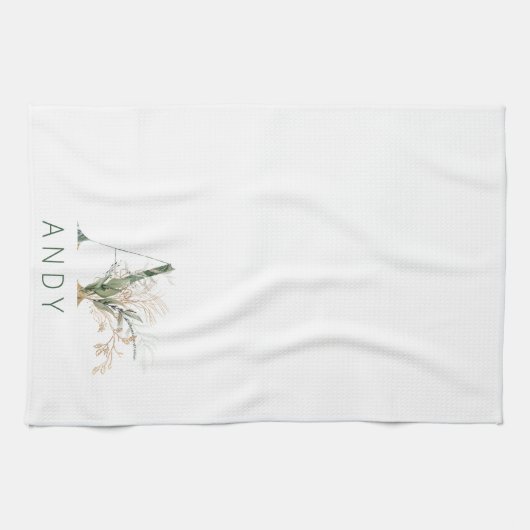 Linge De Cuisine Monogramme Botanique D'Eucalyptus D'Or Personnalis (Horizontal)