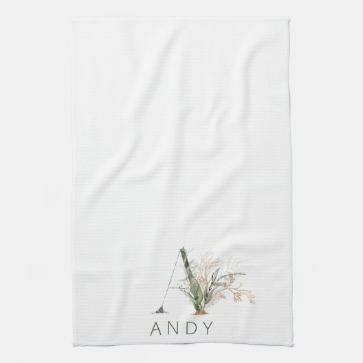 Linge De Cuisine Monogramme Botanique D'Eucalyptus D'Or Personnalis (Vertical)