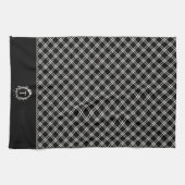 Linge De Cuisine Monogramme botanique noir vintage (Horizontal)