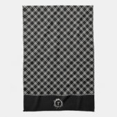 Linge De Cuisine Monogramme botanique noir vintage (Vertical)