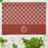 Linge De Cuisine Monogramme botanique rouge vintage (Plié)
