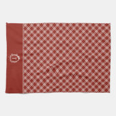 Linge De Cuisine Monogramme botanique rouge vintage (Horizontal)
