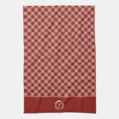 Linge De Cuisine Monogramme botanique rouge vintage (Vertical)
