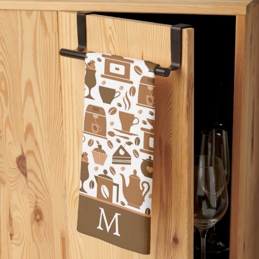 Linge De Cuisine Monogramme Brown du temps de café (Pliage en tiers)