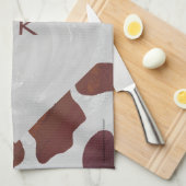 Linge De Cuisine Monogramme Brown et blanc de vache (Quart Plié)