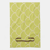 Linge De Cuisine Monogramme Brown sur Motif vert rétro (Vertical)