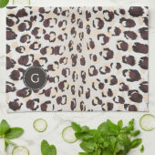 Linge De Cuisine Monogramme brun chic moderne de motif d'impression (Plié)