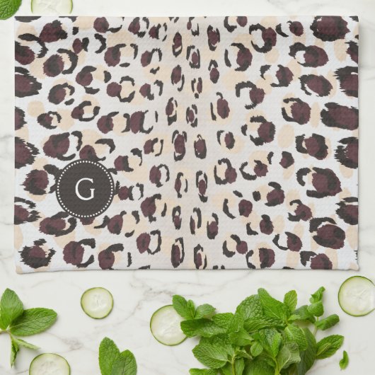 Linge De Cuisine Monogramme brun chic moderne de motif d'impression (Plié)