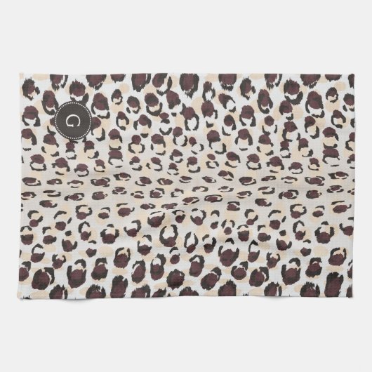 Linge De Cuisine Monogramme brun chic moderne de motif d'impression (Horizontal)