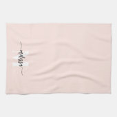 Linge De Cuisine Monogramme Brush Calligraphie Blush rose (Horizontal)