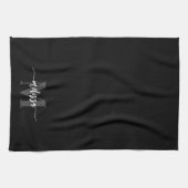 Linge De Cuisine Monogramme Brush Calligraphie noir (Horizontal)
