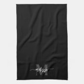 Linge De Cuisine Monogramme Brush Calligraphie noir (Vertical)