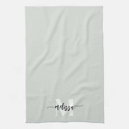 Linge De Cuisine Monogramme Brush Calligraphie Sage Green (Vertical)