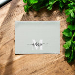 Linge De Cuisine Monogramme Brush Calligraphie Sage Green<br><div class="desc">monogramme de serif gras combiné avec calligraphie manuscrite brosse.</div>