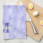 Linge De Cuisine Monogramme carré de géométrie triangulaire violet (Quart Plié)