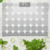 Linge De Cuisine Monogramme Cercles Gris Moderne (Plié)