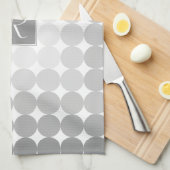 Linge De Cuisine Monogramme Cercles Gris Moderne (Quart Plié)