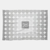 Linge De Cuisine Monogramme Cercles Gris Moderne (Horizontal)
