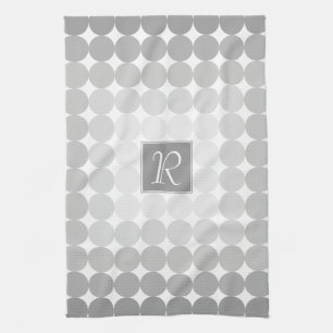 Linge De Cuisine Monogramme Cercles Gris Moderne