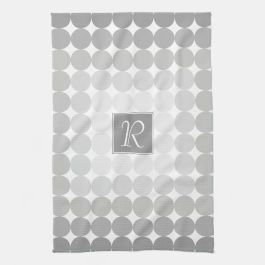 Linge De Cuisine Monogramme Cercles Gris Moderne (Vertical)