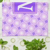 Linge De Cuisine Monogramme cercles violets motif (Plié)