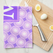Linge De Cuisine Monogramme cercles violets motif (Quart Plié)