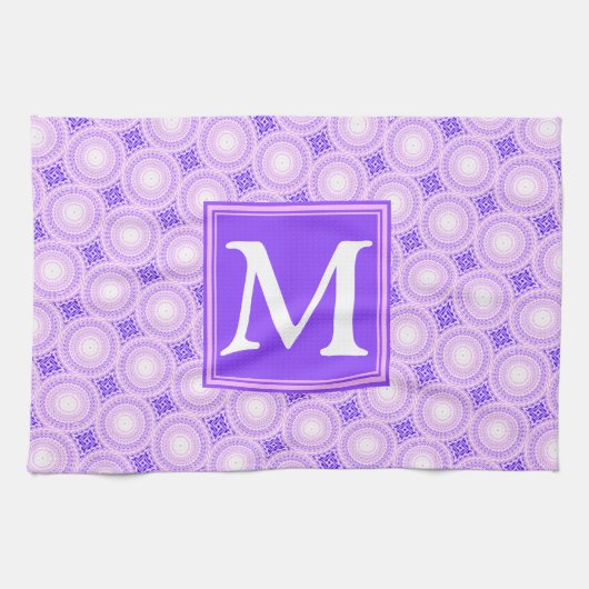 Linge De Cuisine Monogramme cercles violets motif (Horizontal)