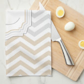 Linge De Cuisine Monogramme Chevron d'or de gris argenté (Quart Plié)