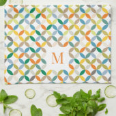 Linge De Cuisine monogramme circulaire à quarts motifs à tonalité c (Plié)