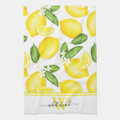 Linge De Cuisine Monogramme citron blanc botanique  (Vertical)