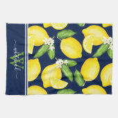 Linge De Cuisine Monogramme citron bleu marine (Horizontal)
