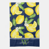Linge De Cuisine Monogramme citron bleu marine (Vertical)