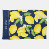 Linge De Cuisine Monogramme citron Motif botanique bleu marine (Horizontal)