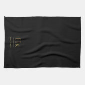 Linge De Cuisine Monogramme Classic Élégant Simple Minimal Black Go (Horizontal)