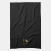 Linge De Cuisine Monogramme Classic Élégant Simple Minimal Black Go (Vertical)