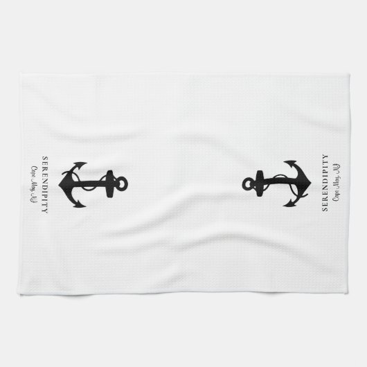 Linge De Cuisine Monogramme classique Ancre de bateau (Horizontal)