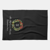 Linge De Cuisine Monogramme classique Holly Wreath Custom Christmas (Horizontal)