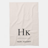 Linge De Cuisine Monogramme Classique Simple Élégant Rose Clair (Vertical)