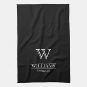 Linge De Cuisine Monogramme classique simple personnalisé Nom de fa (Vertical)