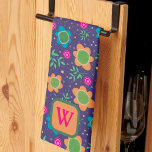Linge De Cuisine Monogramme coloré bleu chic initial<br><div class="desc">Chic Personnalisé motif floral moderne serviette à thé moderne. Ces serviettes de cuisine colorées sont parfaites pour ajouter un peu de couleur à votre cuisine. Associez-le avec une bouteille de vin et il fait un grand cadeau personnalisé pour les amis, la famille, les collègues, voisins, etc. La zone monogramme personnalisée...</div>