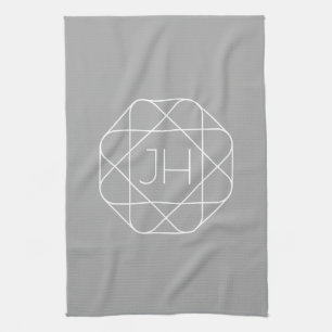 Linge De Cuisine Monogramme Cool, Style de Logo Hip Vibe   Gris & B