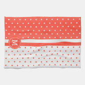Linge De Cuisine Monogramme Corail orange et Pointe blanche (Horizontal)