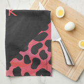 Linge De Cuisine Monogramme Dalmatien Noir et Rouge (Quart Plié)