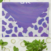 Linge De Cuisine Monogramme Dalmatien violet et blanc (Plié)