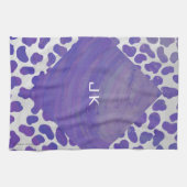 Linge De Cuisine Monogramme Dalmatien violet et blanc (Horizontal)