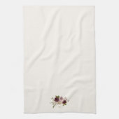 Linge De Cuisine Monogramme d'aquarelle florale rose-bourgogne mode (Vertical)
